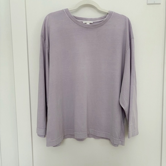 COS Flowy Boxy Oversized Basic Top Long Sleeve T-Shirt Lavender Lilac Size S - Picture 4 of 7